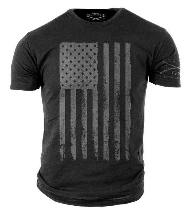 Grunt Style America Patriotic Flag Menâ€™s Shirt, Color Grey, Size 3XL
